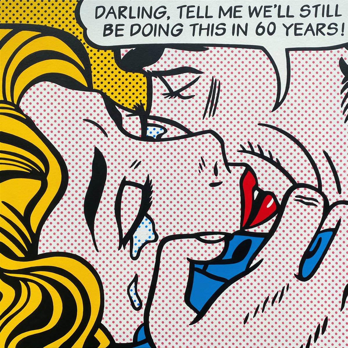 Urban And Pop Portrait Acrylic Painting By Jamie Lee, 28 X 28, Kiss Lx, Original Artwork