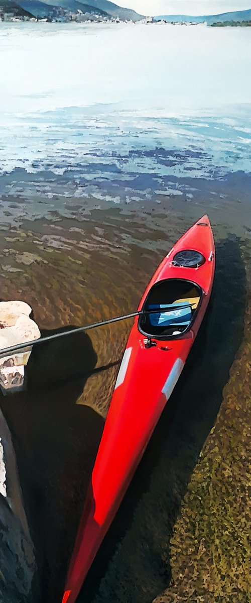 A Red Kayak by Tatiana Rezvaya