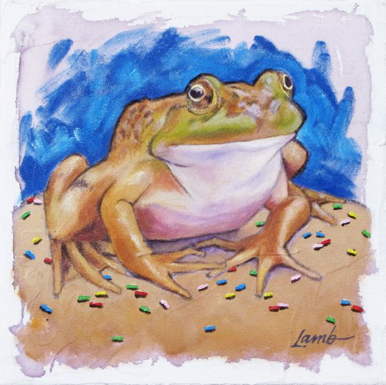 Frog on a Cinnamon Cupcake with Sprinkles