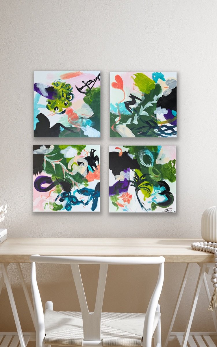 Organic Abstract Acrylic Painting By Veronica Vilsan, 31 X 31", Balance 2, Original Artwork