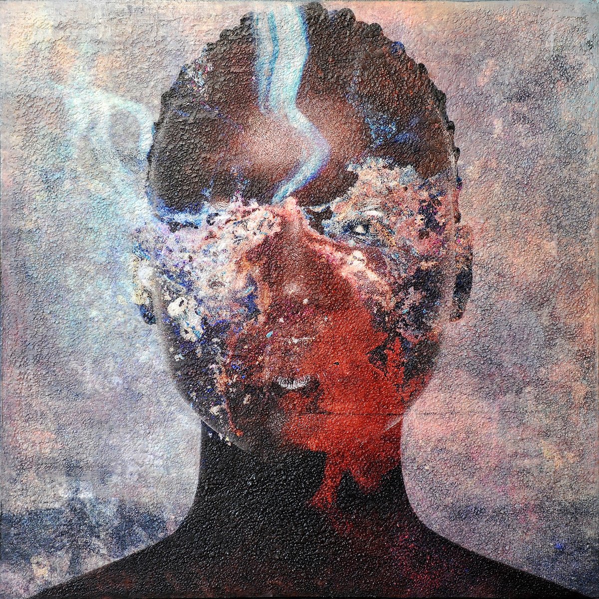 Portrait Painting By Karin Vermeer, 39 X 39", Black Fire Opal, Original Artwork