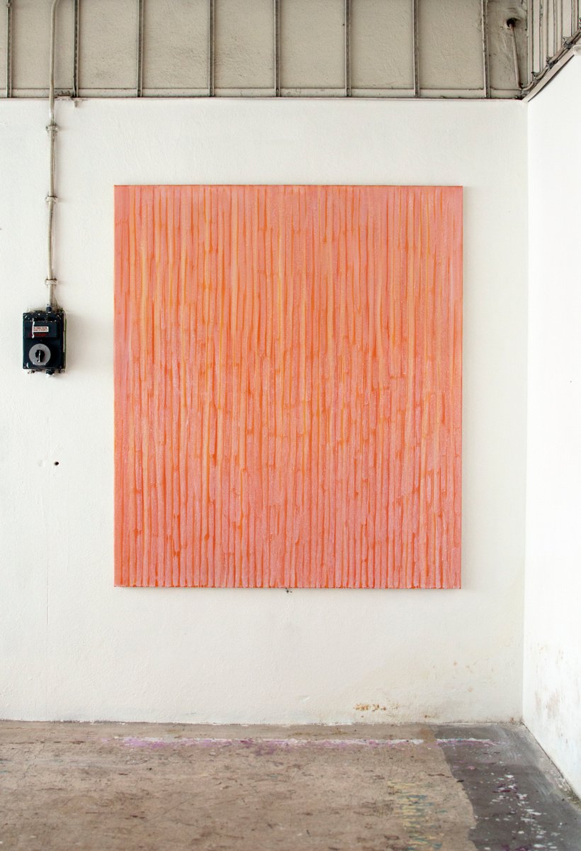 Expressive Abstract Oil Painting By Petr Johan Marek, 51 X 59", Orange, Original Artwork