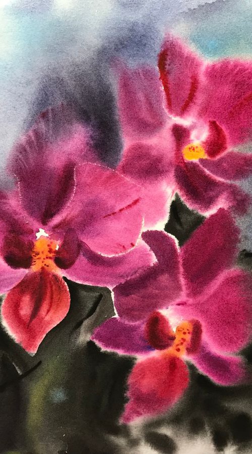 Purple orchids by Eugenia Gorbacheva