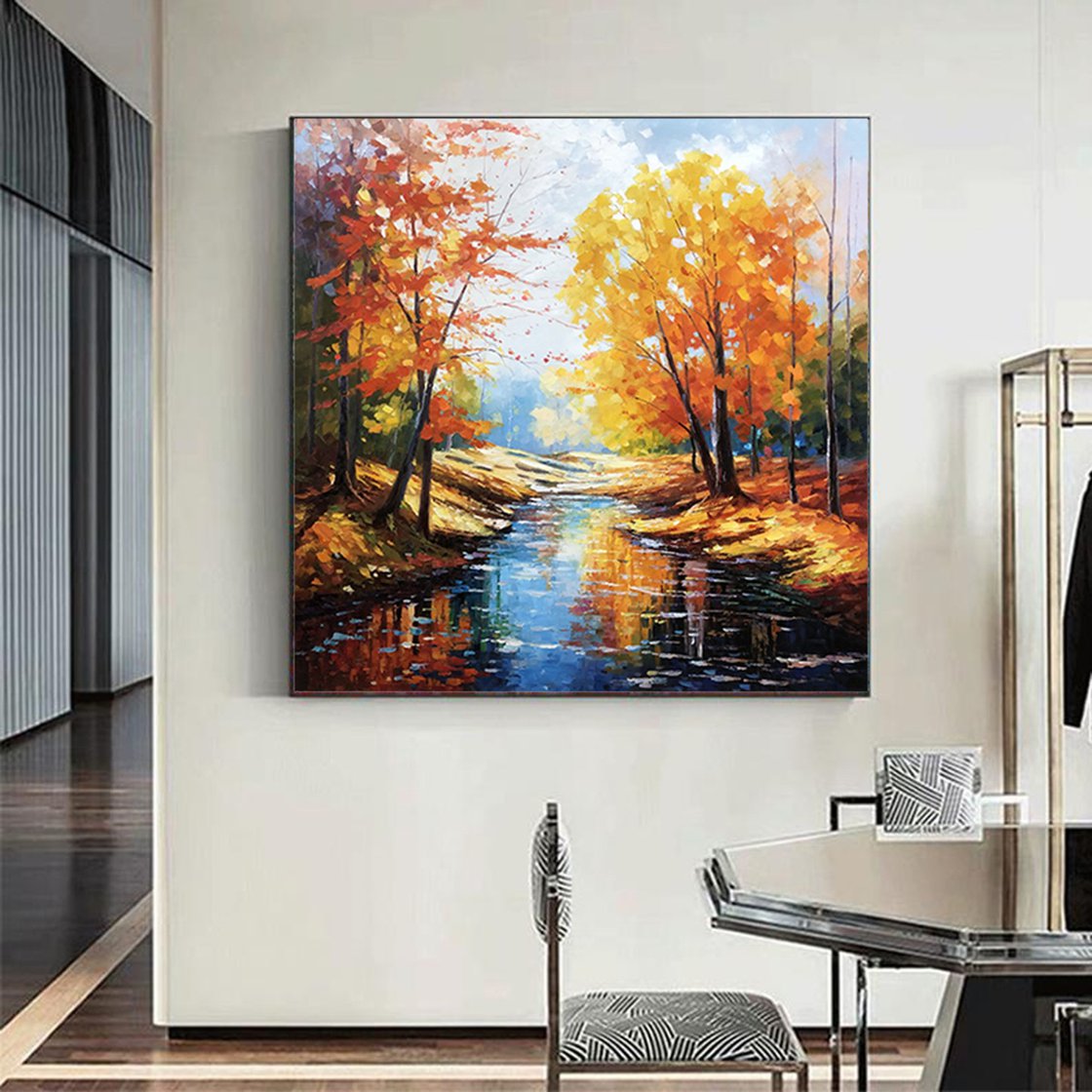 Original Oil Painting - Autumn Forrest Z017 by Jianzhe Chon