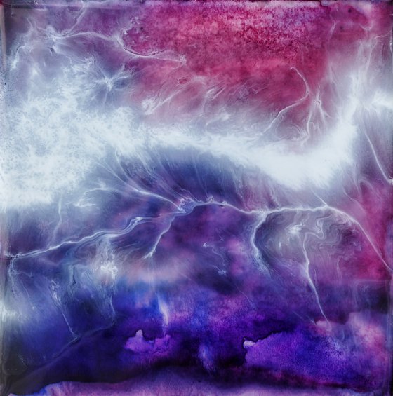 Purple galaxy and Milky Way - original skyscape painting