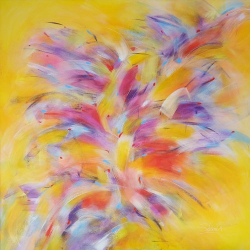 Serenity, Modern Colorful Abstract Painting 100x100cm by Anna Selina by Anna Selina
