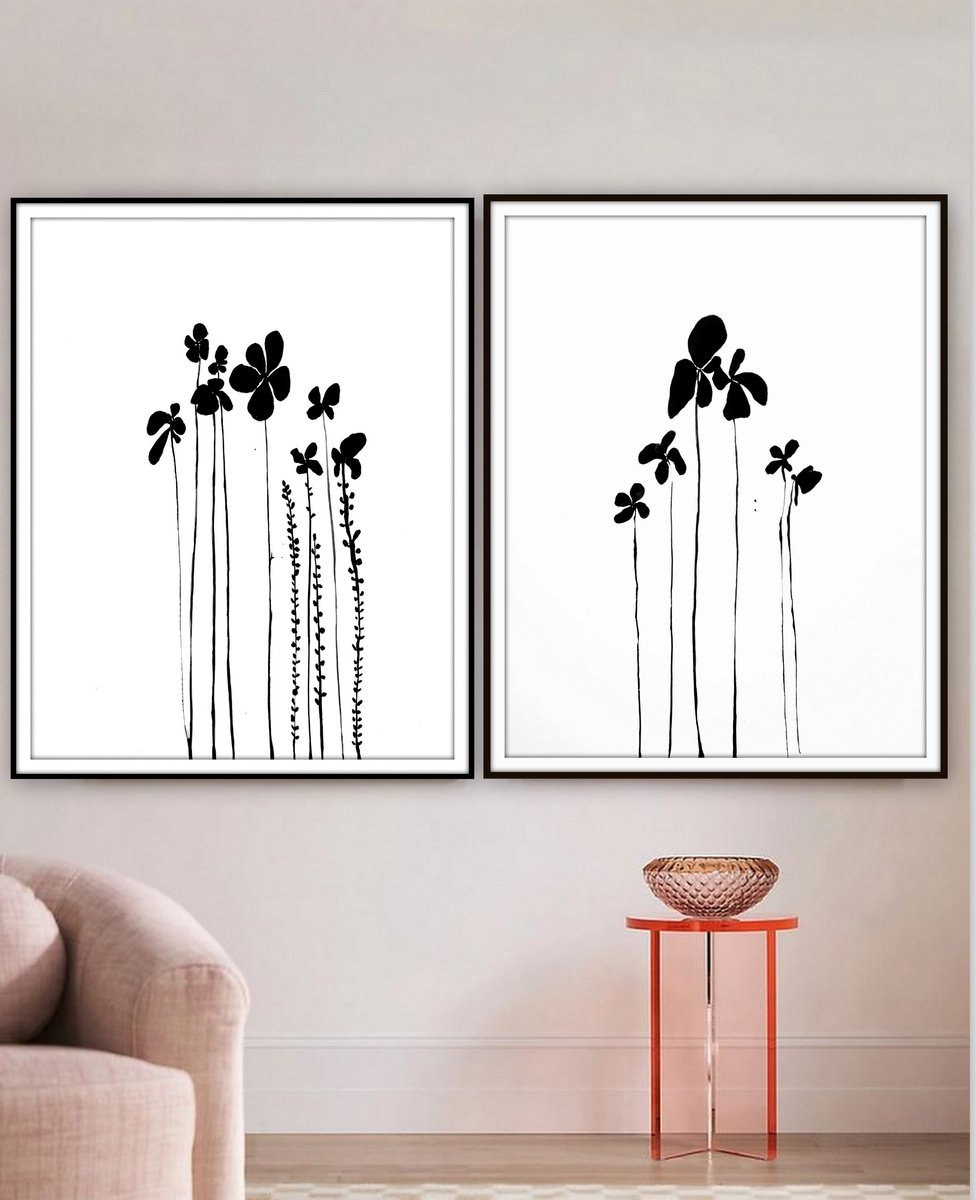 Impressionistic Ink Drawing , Florals By Nadia Moniatis, 16 X 20, Artwork For Sale On Artfinder
