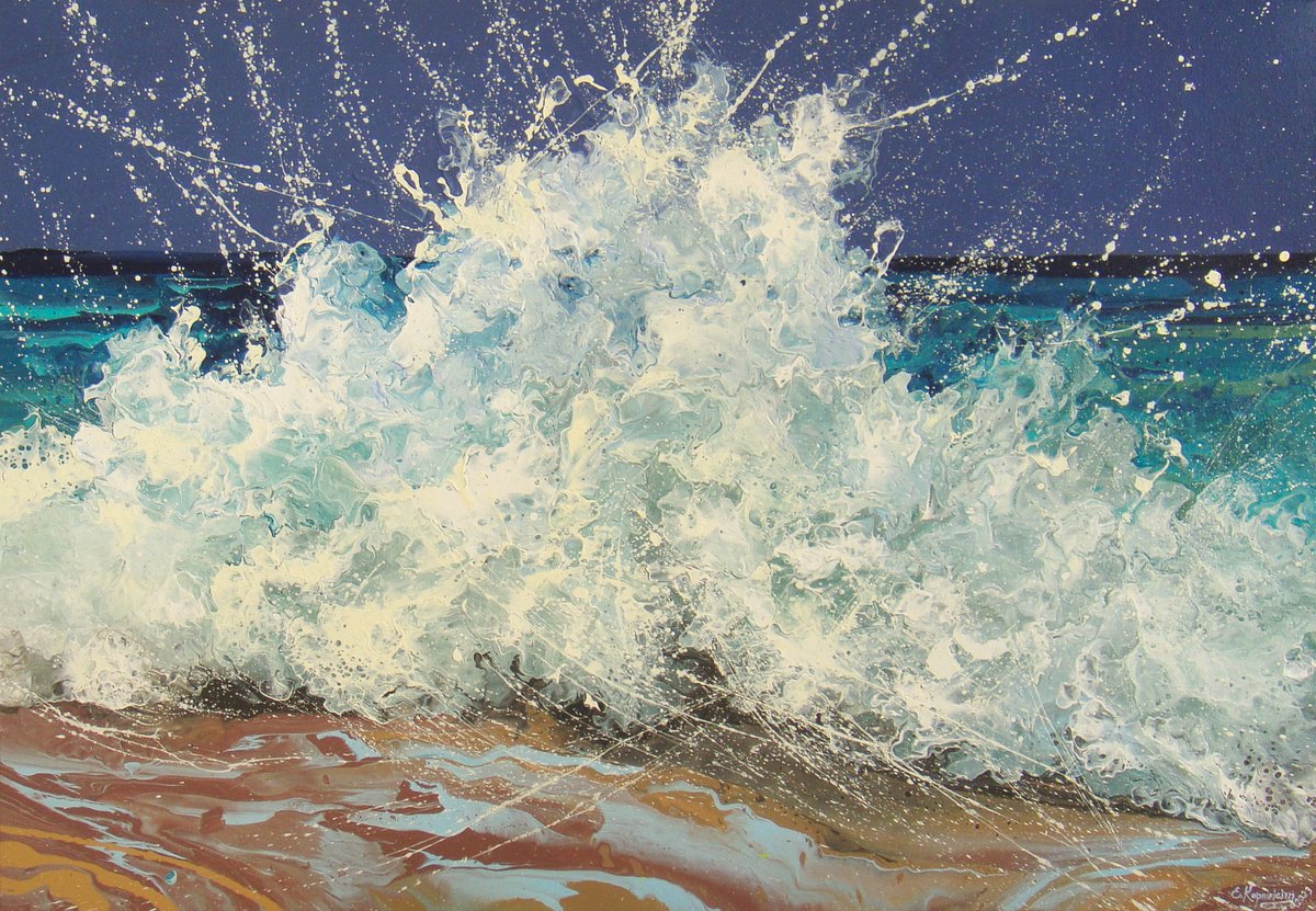 Impressionistic Landscape Acrylic Painting By Irini Karpikioti, 39 X 28, Seascape, Original Artwork