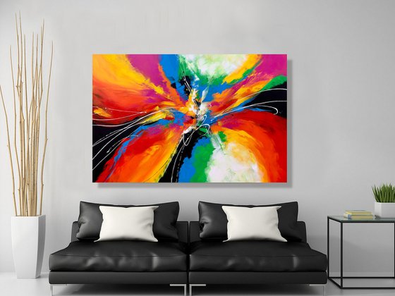 Together We Fly - XL LARGE,  MODERN ABSTRACT ART – EXPRESSIONS OF ENERGY AND LIGHT. READY TO HANG!