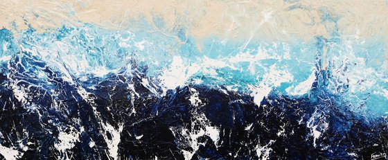 Awash Huge 240cm x 100cm texture Abstract painting blues ocean
