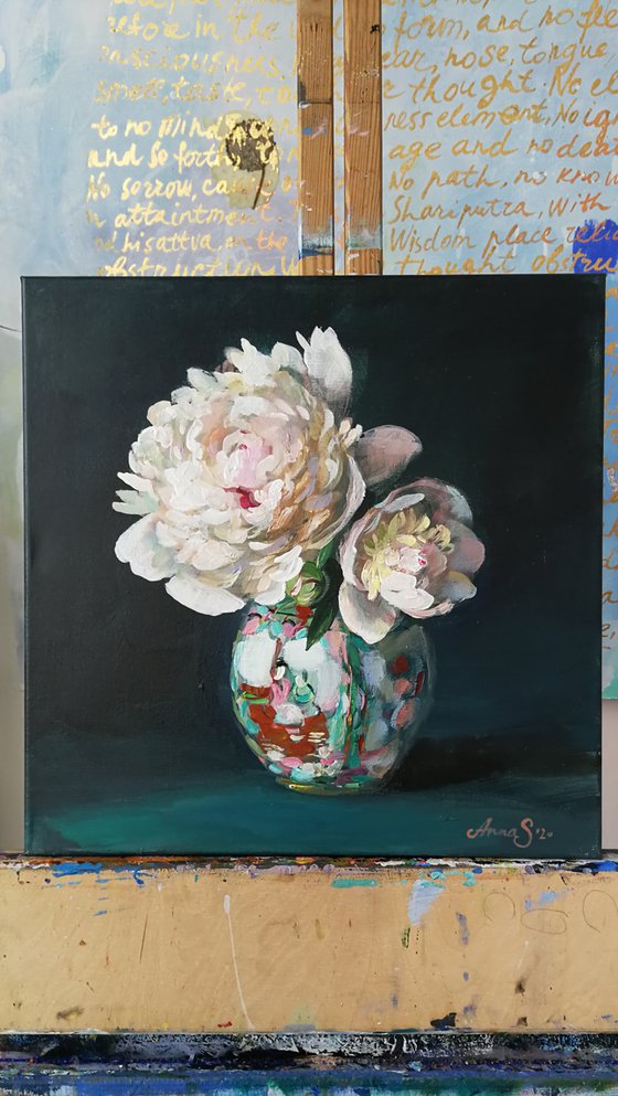 “Two peonies in Chinese vase ”