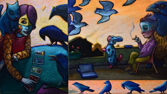 MOMENTS - ( Polyptych, 4 pieces - 37 x 92 cm )