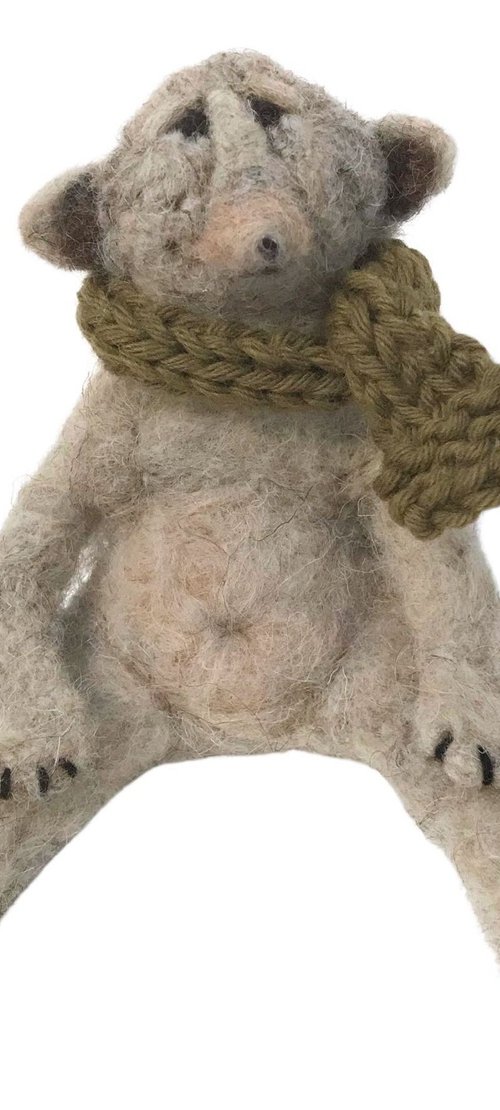 Reblochon, felted wool bear by Eleanor Gabriel