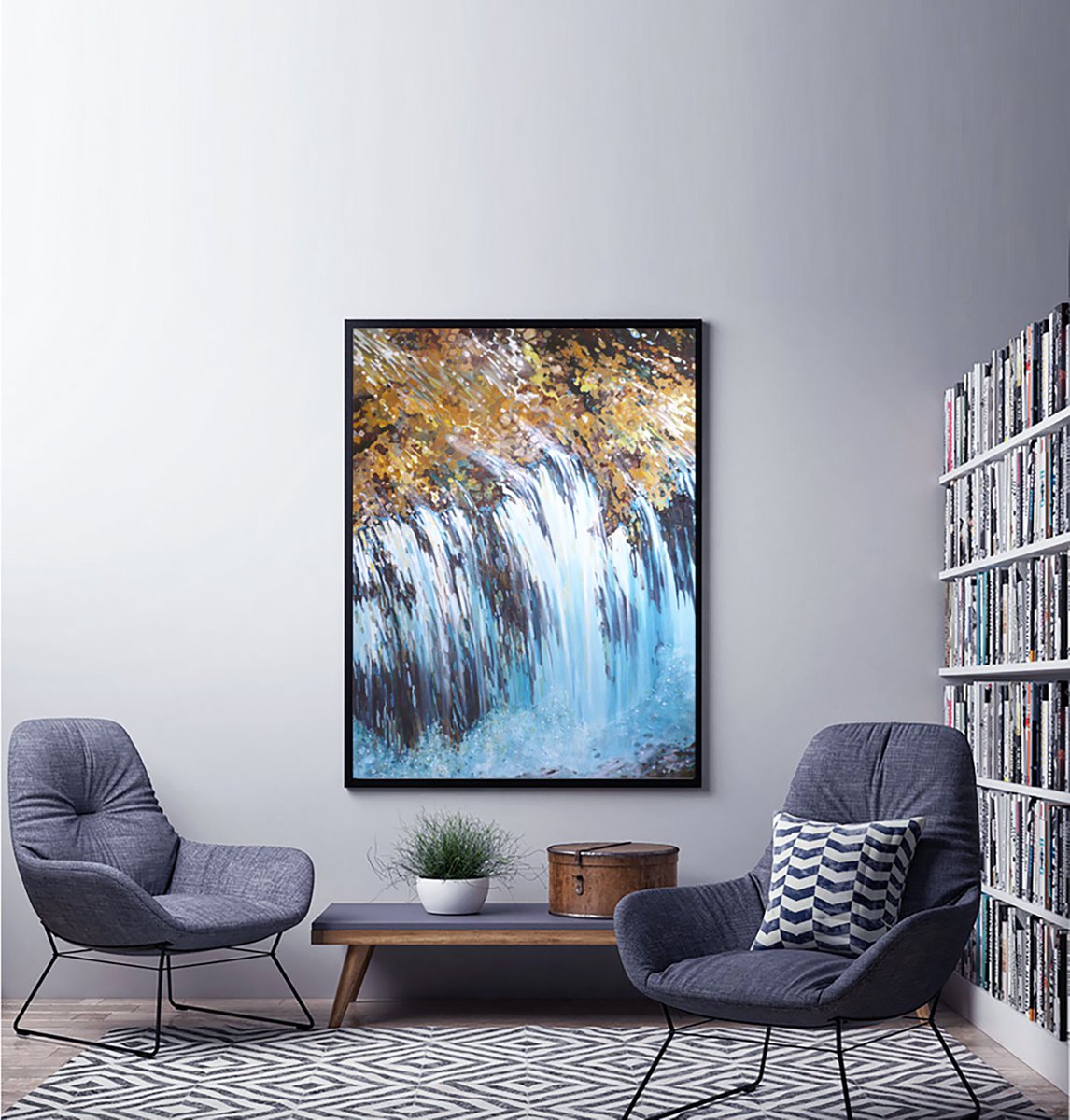 Biltmore Kingdom River Waterfall 36 x 48 Framed by Juul by Margaret Juul