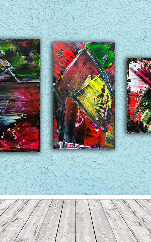"What We Do In The Shadows" - Save As A Series - Original PMS Abstract Acrylic Painting Diptych On Canvas - 66" x 30" by Preston M. Smith (PMS)