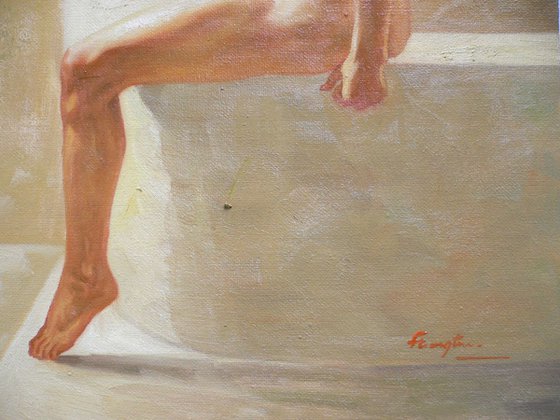 original oil painting art male nude man body on canvas #16-1-25-04