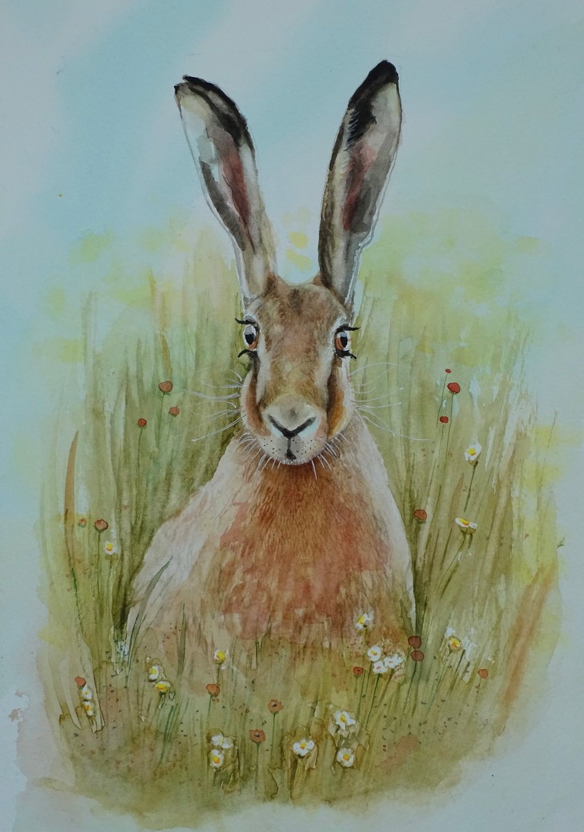 Impressionistic Animal Watercolour By Mel Davies Original Art, 14 X 18", Hare 