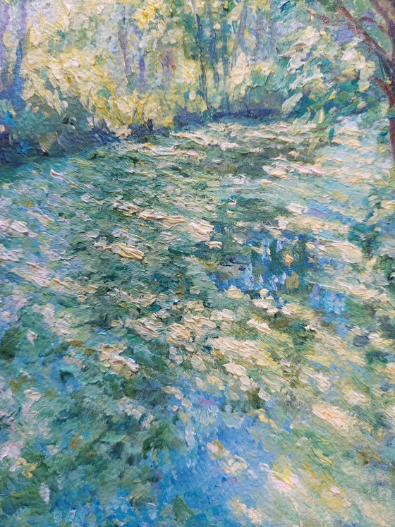 At the Pond. Evening Is Falling
