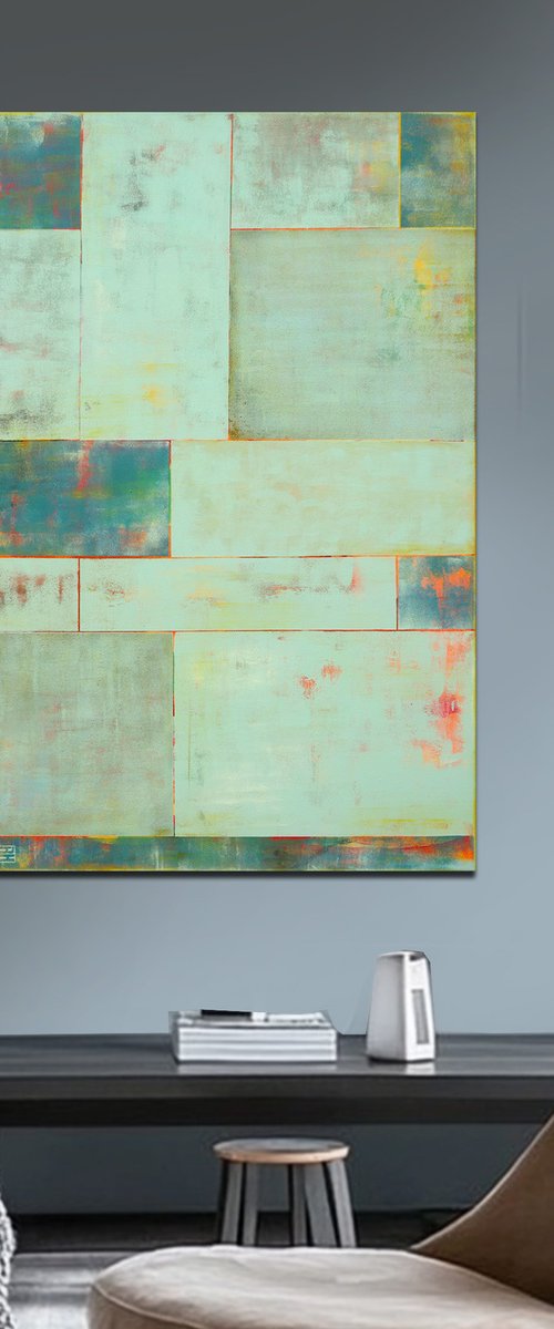 Turquoise Tiles Long by Ronald Hunter