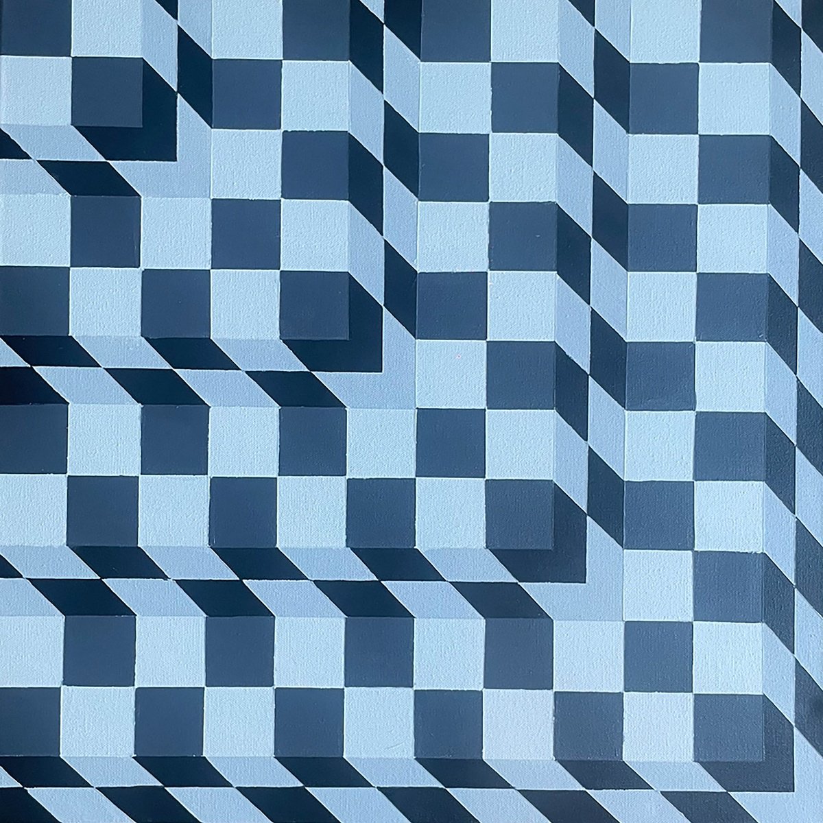 Geometric Abstract Acrylic Painting By Dominic Joyce, 24 X 24, Illusory Ascent, Original Artwork