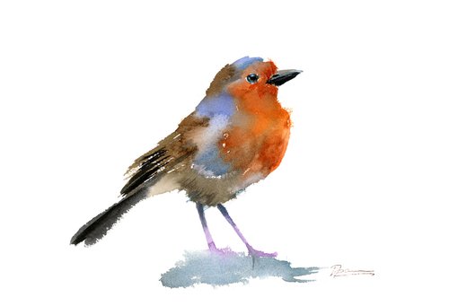Little Bird - watercolor painting by Olga Shefranov (Tchefranov)