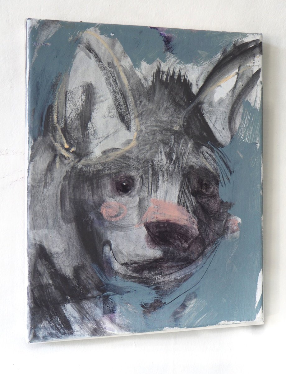 Expressive Animal Acrylic Painting By Cynthia Gregorova, 10 X 12, Hyena, Original Artwork