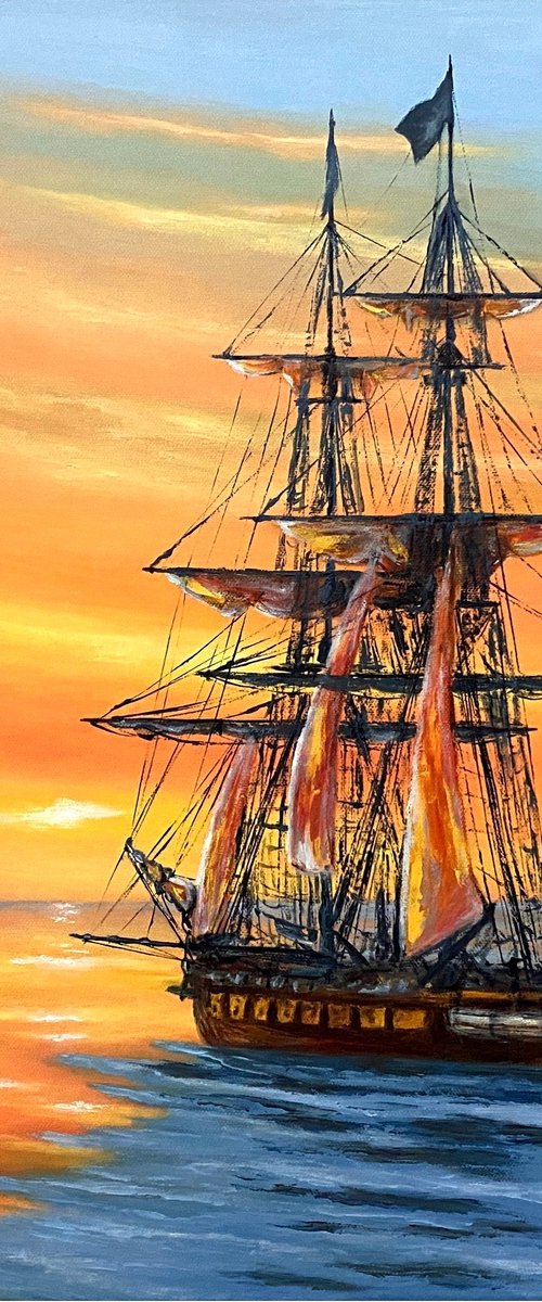 Brig Niagara at Sunset by Olga Kurbanova