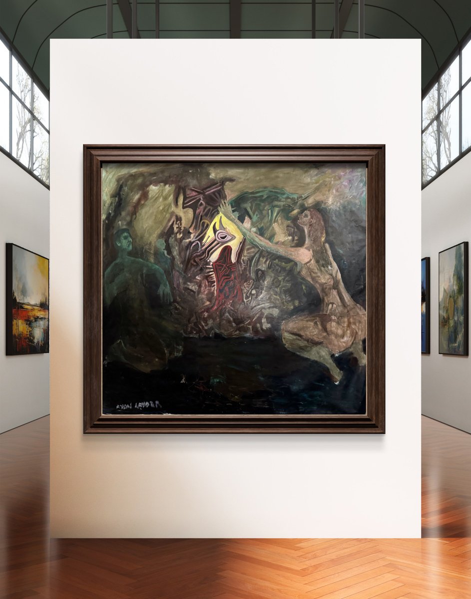 Expressive Portrait Oil Painting By Ryan Louder, 79 X 71", Before The Fall, Original Artwork