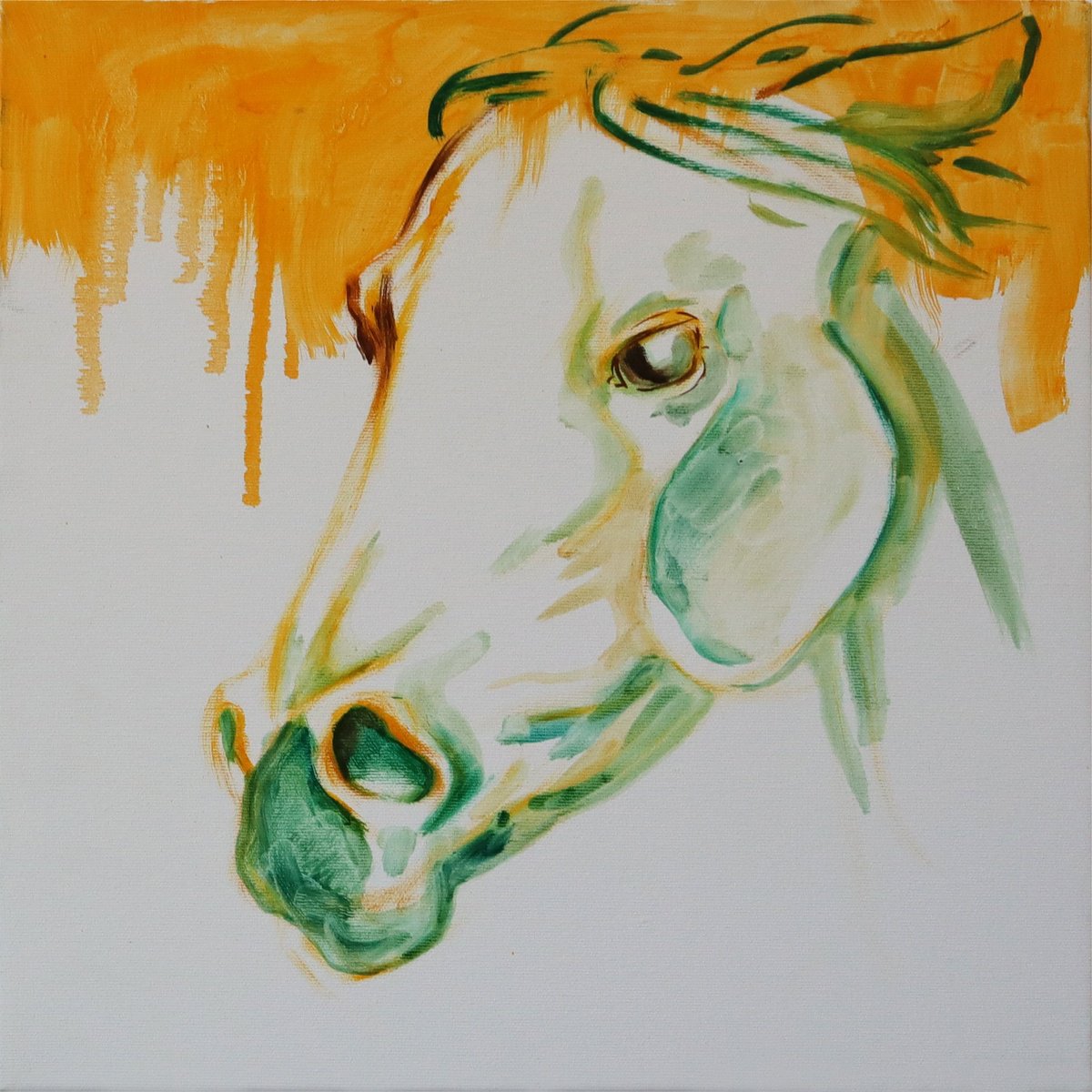 Impressionistic Animal Oil Painting By Hristo Hristov, 16 X 16, Spirit, Original Artwork