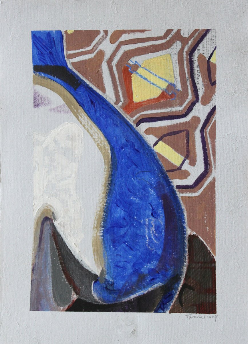 Expressive Portrait Painting By Iryna Tymkul, 8 X 11, The Girl On The Background Of The Wallpaper (Back), Original Artwork