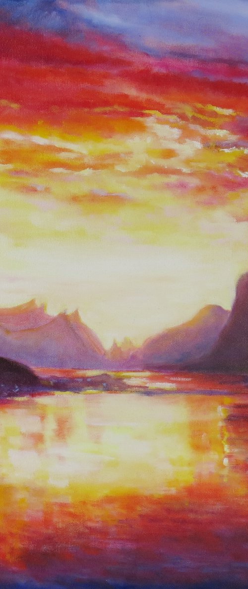Sunset over the Lefoten Islands, Norway by Maureen Greenwood
