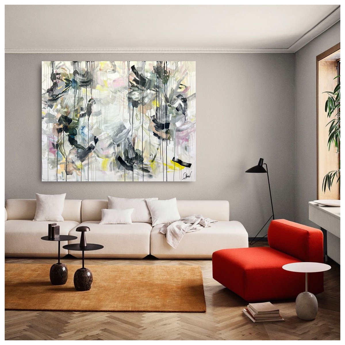 Abstract Acrylic Painting By Maria Esmar, 71 X 55", We Contain Multitudes, Original Artwork
