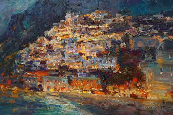 Positano beach at night