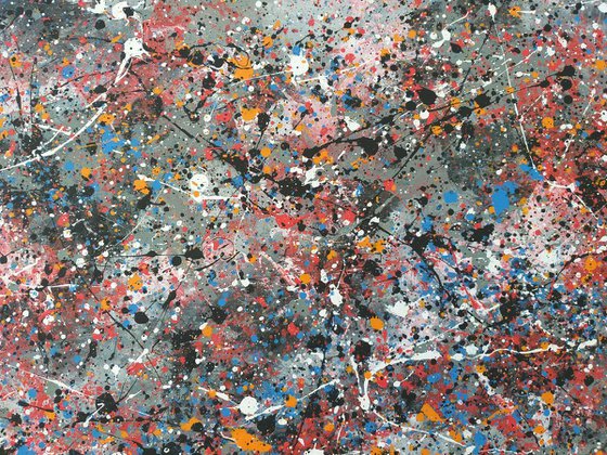 Modern Jackson Pollock style acrylic on canvas by M.Y.
