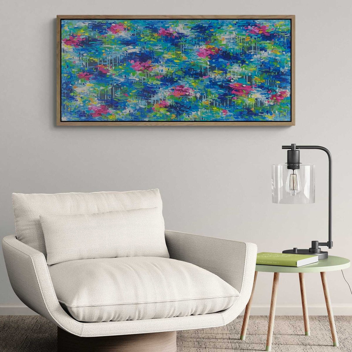 Abstract Oil Painting By Belinda Nadwie, 48 X 22, Somewhere In Normandy, Original Artwork