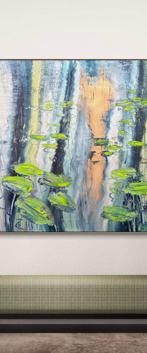Water Lilies Pond 90×90cm by Marie Antuanelle
