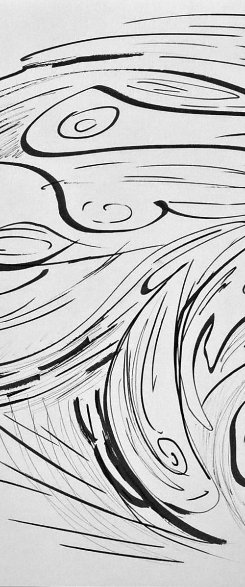 Ebb & Flow (Ink Drawing) by Midge