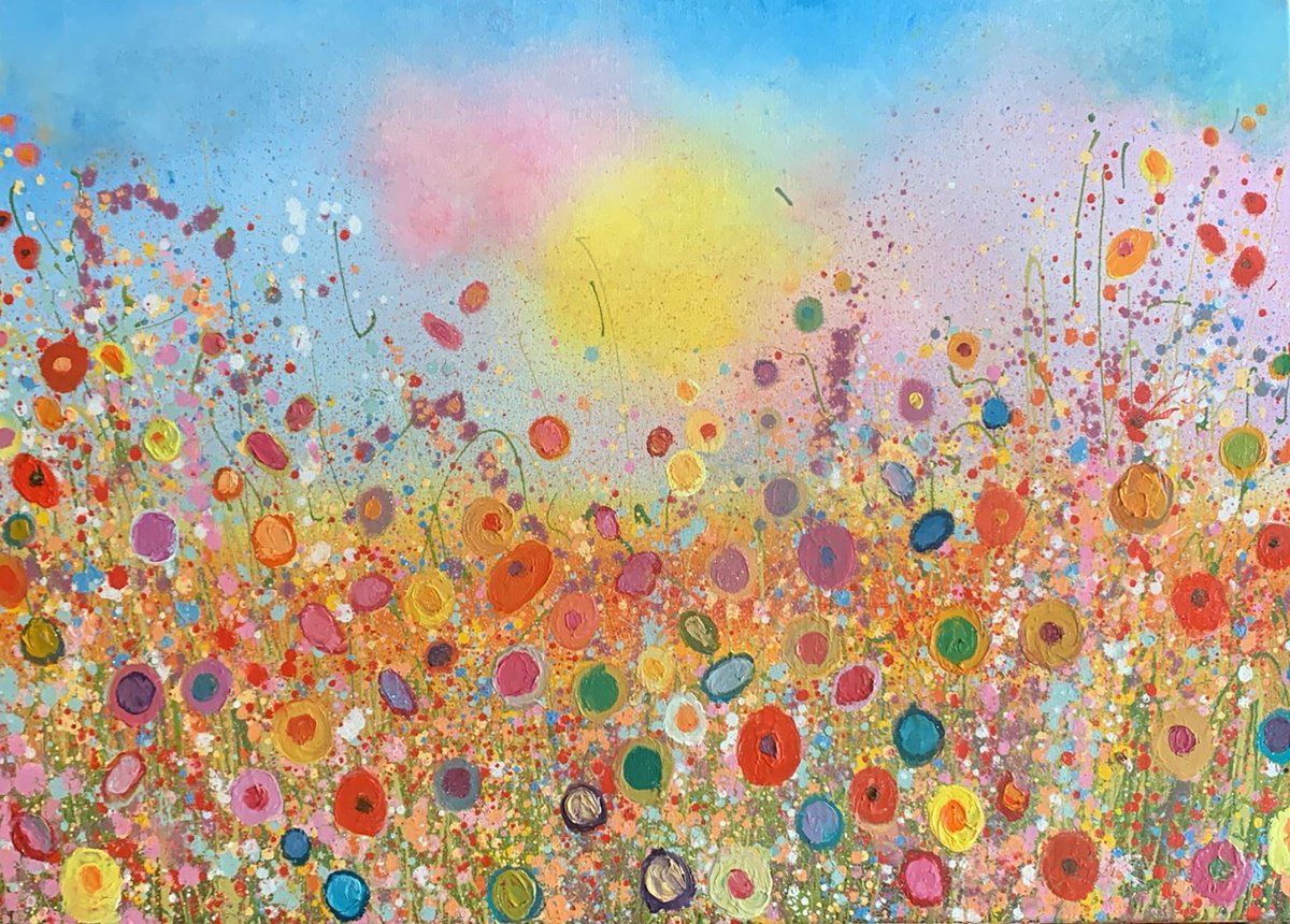 Impressionistic Botanical Oil Painting By Yvonne Coomber, 33 X 24", The Beautiful Garden, Original Artwork