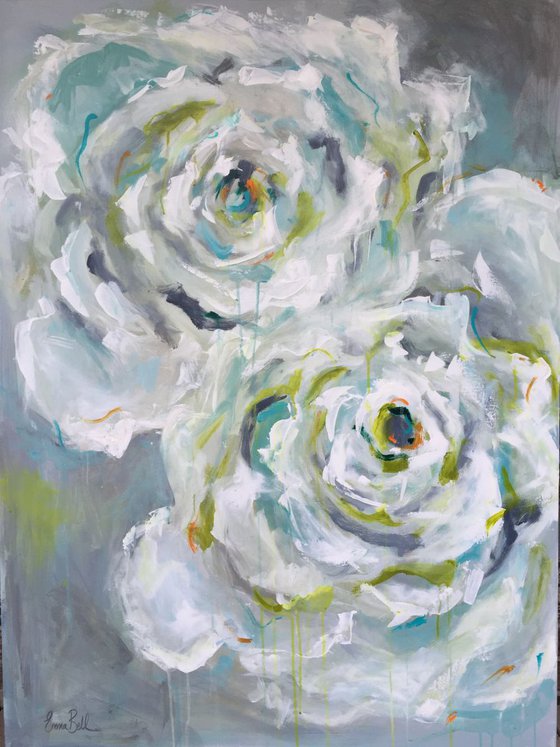 white rose acrylic painting