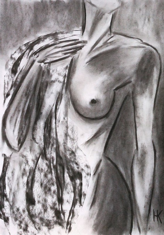 Female Nude charcoal art
