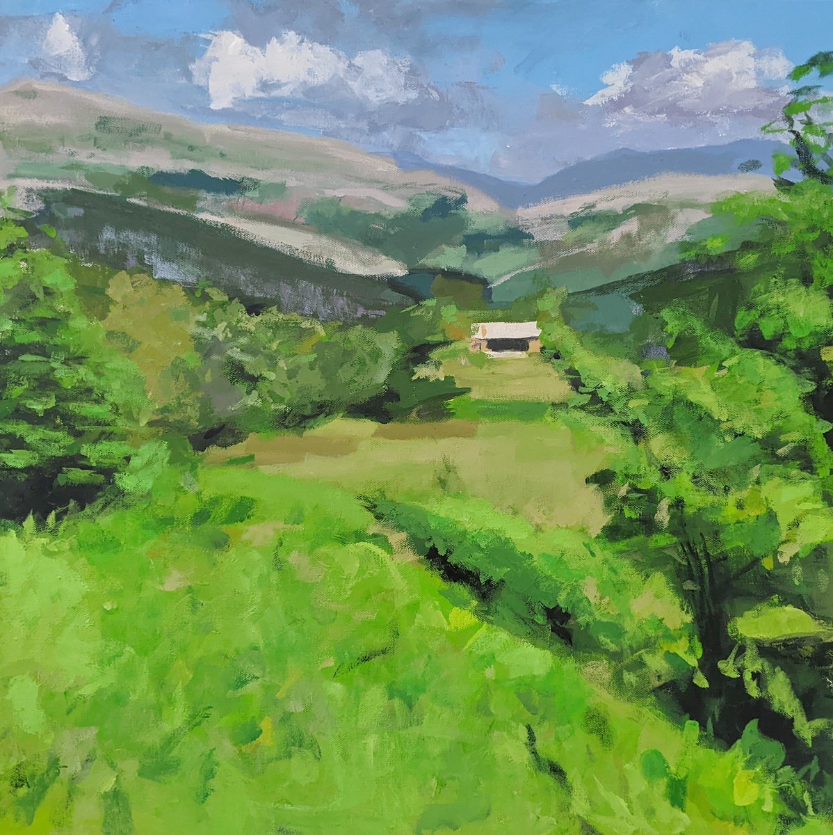 Photorealistic Landscape Acrylic Painting By Kasia Pawlak, 24 X 24", Cantabria, Original Artwork