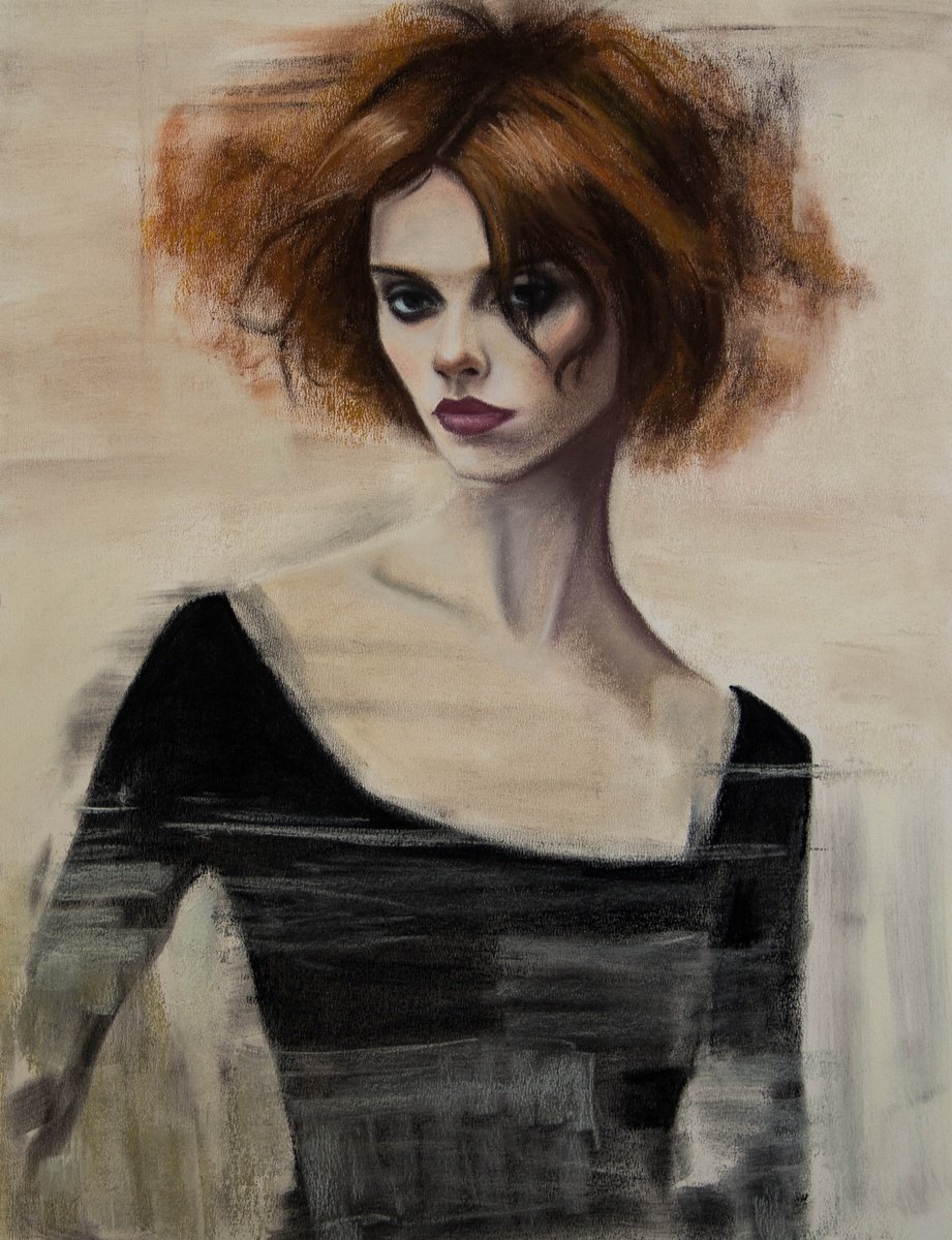 Redhead in black by Inna Medvedeva