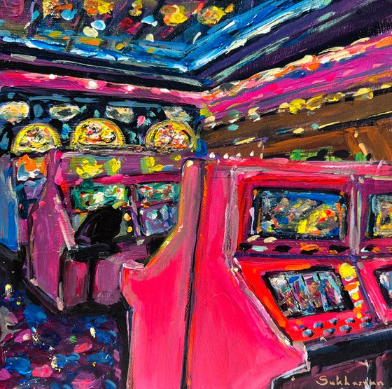 Las Vegas. Casino Interior Acrylic painting by Victoria Sukhasyan