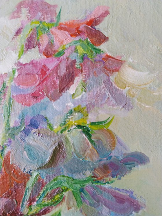 Sweet pea 30 x 40 cm. Original oil painting 2021