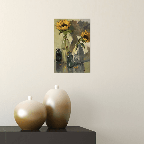 Sunflowers and colorful shadows