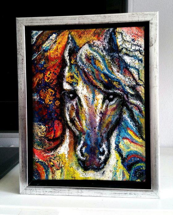 "Colorita " Original mixed media  painting on canvas 22x28x,4cm.ready to hang,framed