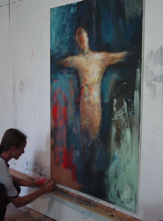 "Crucifix". XLarge figurative abstract. 150 x 100 cm.