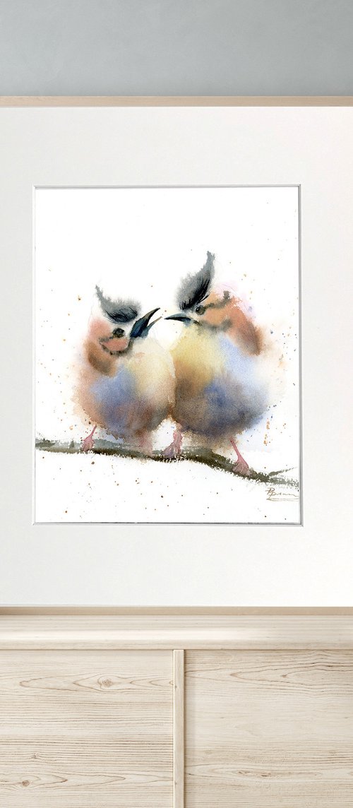 Two birds (Titmouse) by Olga Tchefranov (Shefranov)