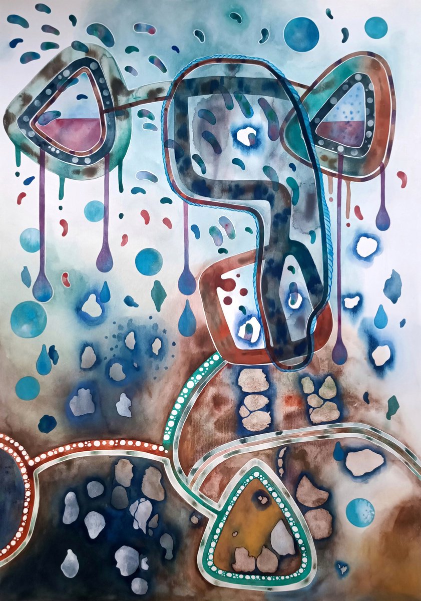 Organic Watercolour , Un Peso By Ilaria Finetti, 28 X 39, Artwork For Sale On Artfinder
