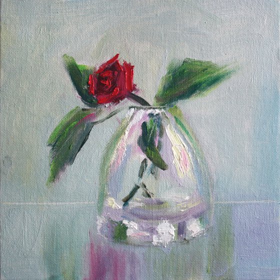 Rose in vase /  ORIGINAL PAINTING